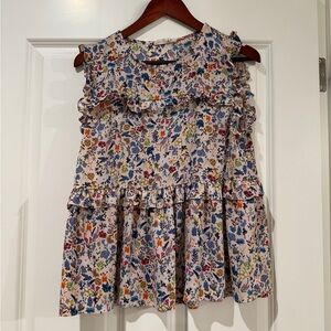 Floral Ruffle Sleeveless Top